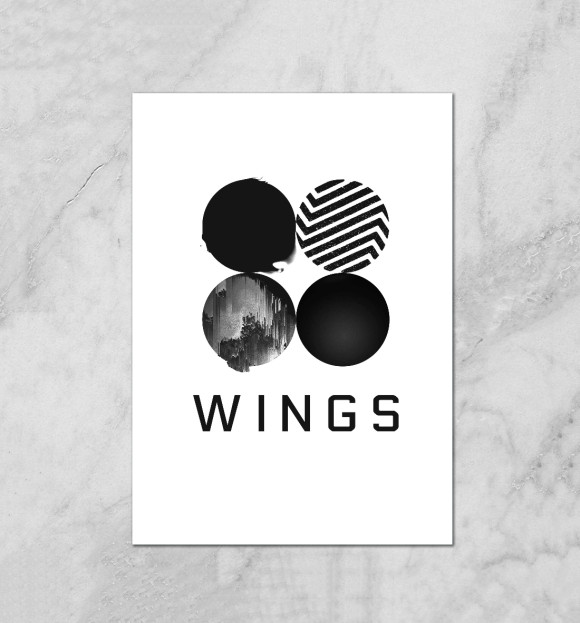 Плакат с изображением Wings BTS цвета Белый