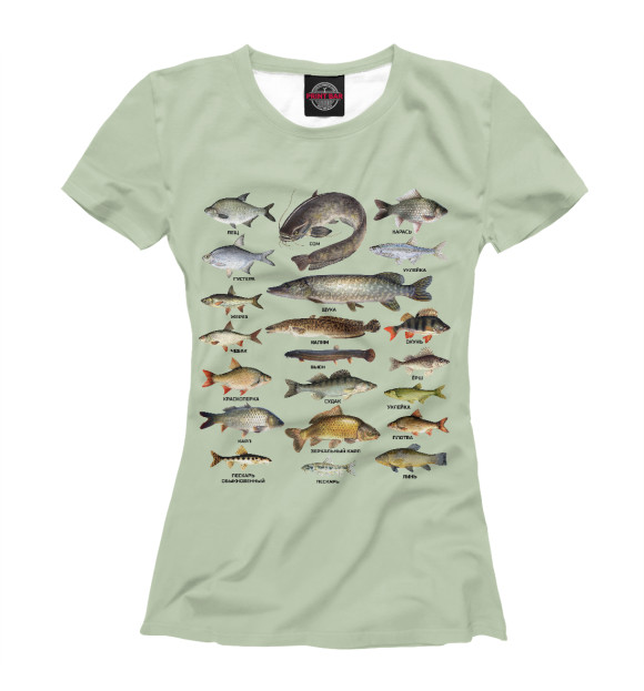 Футболка для девочек с изображением Популярные виды рыб цвета Белый