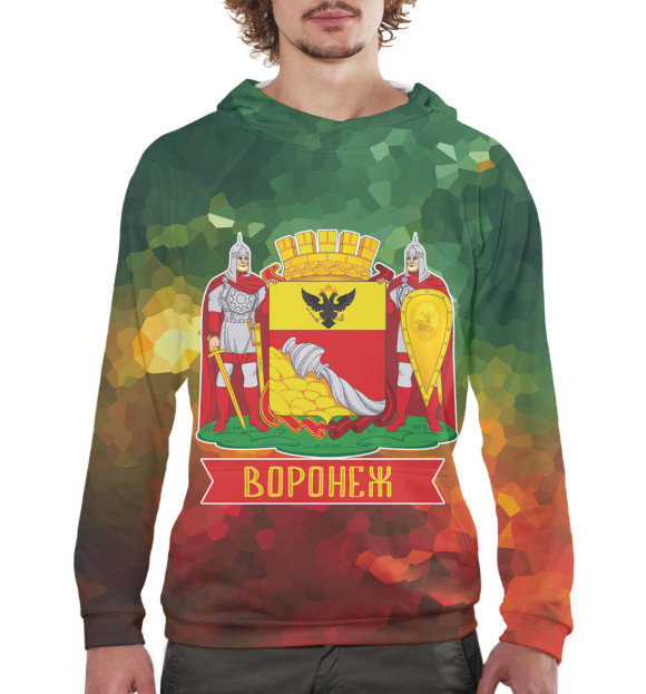 Мужское худи с изображением Воронеж цвета Белый