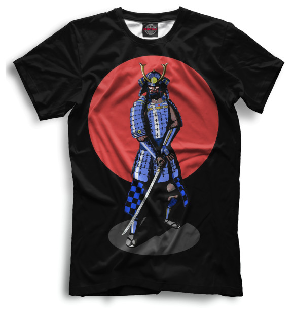 Мужская футболка с изображением Самурай, арт цвета Черный