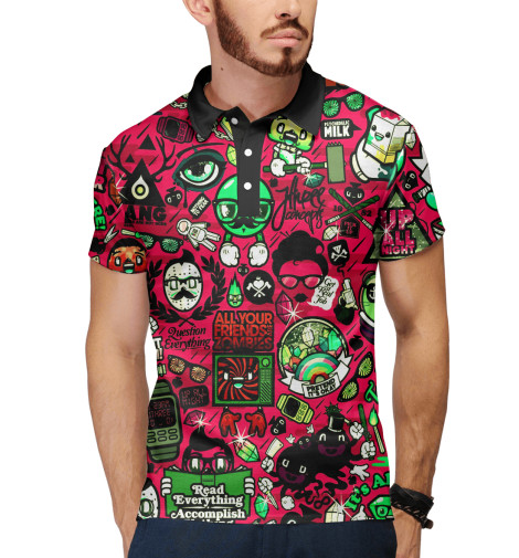 

Поло Print Bar, Белый, Sticker Bombing