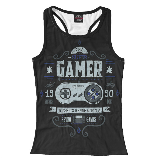 Женская майка-борцовка с притом Gamer цвета Белый Женская майка-борцовка с изображением Gamer цвета Белый