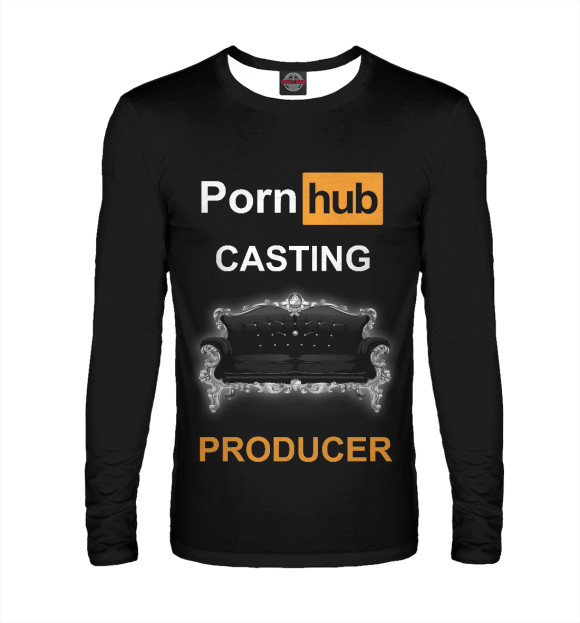Мужской лонгслив с изображением Кастинг продюсер Pornhub цвета Белый