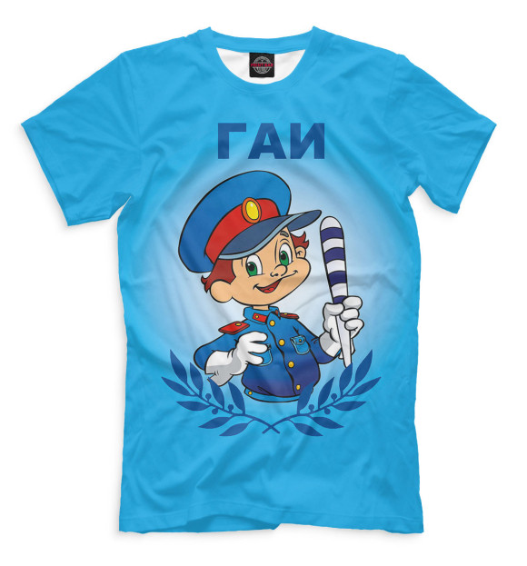 Мужская футболка с изображением ГАИ цвета Грязно-голубой