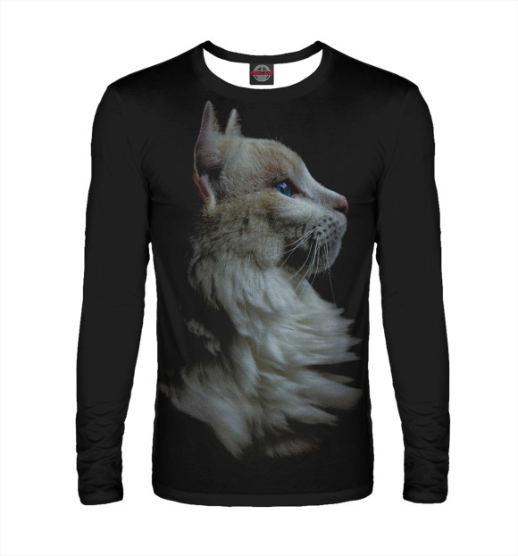 Мужской лонгслив с изображением Котовский профиль цвета Белый