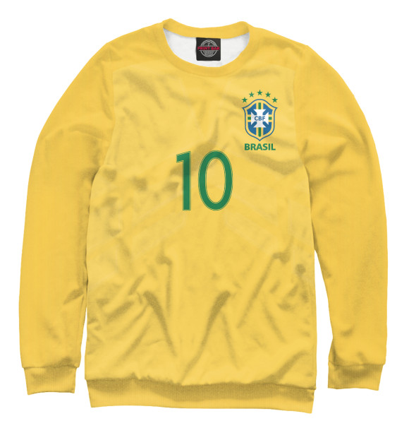 Мужской свитшот с изображением Неймар Форма Сборной Бразилии цвета Белый