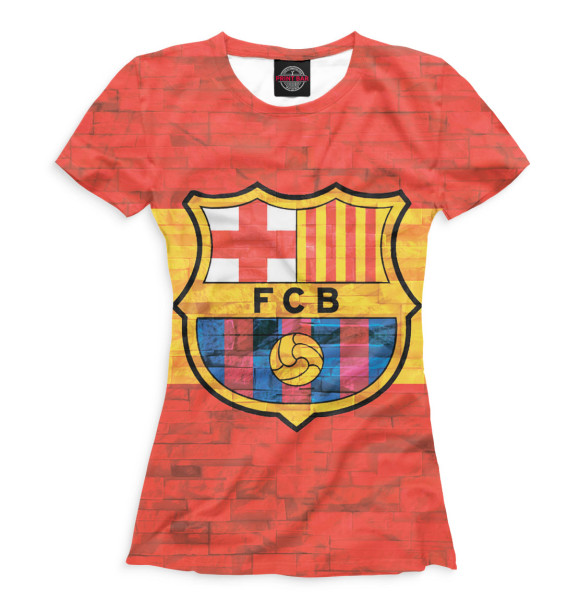Женская футболка с изображением FCB стена цвета Красный