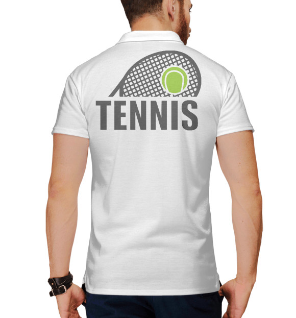 Мужское поло с изображением Теннис цвета Белый