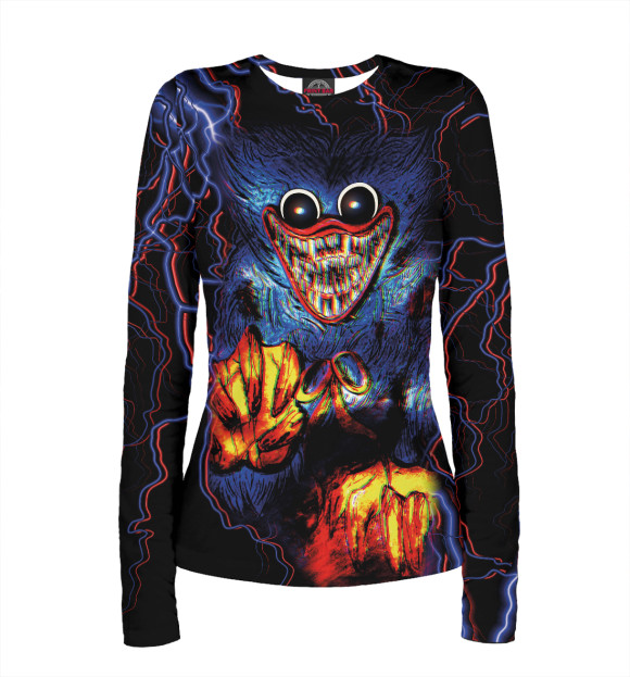 Женский лонгслив с изображением Хагги Вагги молния цвета Белый