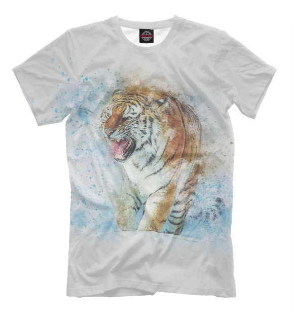 Мужская футболка с изображением Тигр в красках цвета Бежевый