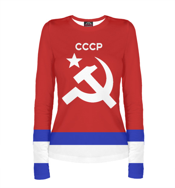 Женский лонгслив с изображением СССР цвета Белый