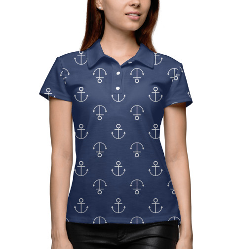 

Поло Print Bar, Белый, Якори