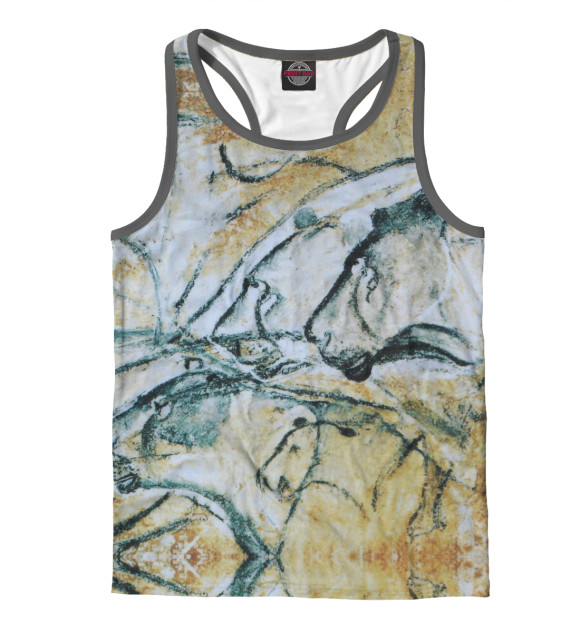 Мужская майка-борцовка с изображением Древний рисунок. Наскальная живопись. Пещера Шове. цвета Белый