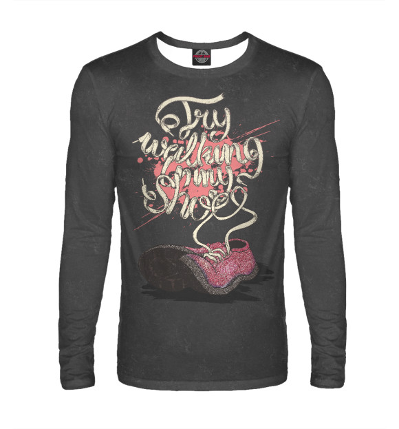 Мужской лонгслив с изображением Try walking in my shoes цвета Белый