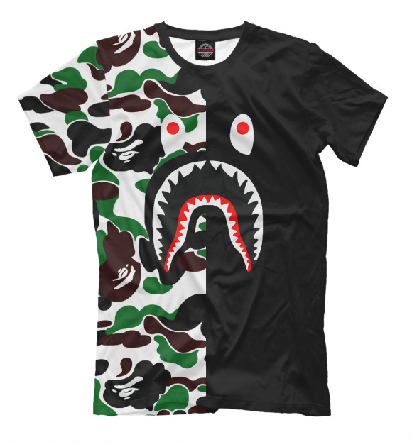 Мужская футболка с изображением Bape Shark цвета Черный