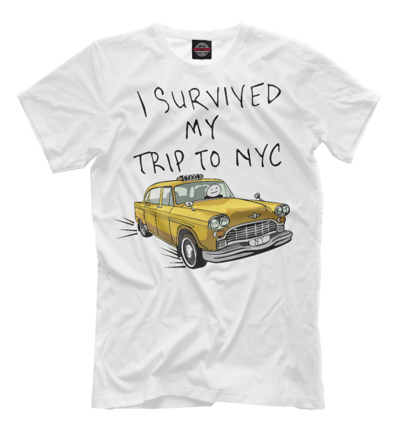 Мужская футболка с изображением I survived my trip to NY city цвета Молочно-белый