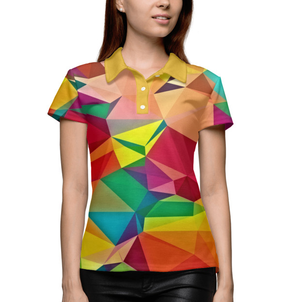 Женское поло с изображением Цветная абстракция цвета Белый