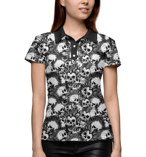 Женское поло с изображением Панк цвета Белый