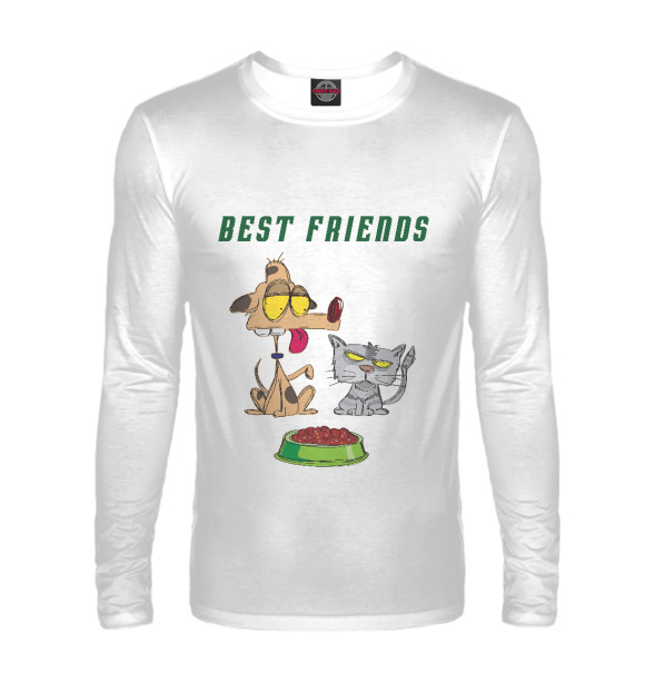 Мужской лонгслив с изображением Best friends цвета Белый