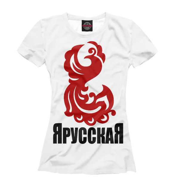 Женская футболка с изображением Я Русская! (жар-птица) цвета Белый