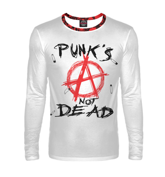 Мужской лонгслив с изображением Punks not dead цвета Белый