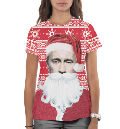 

Футболки Print Bar, Белый, Путин Дед Мороз