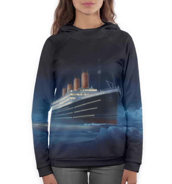 Женское худи с изображением Титаник цвета Белый