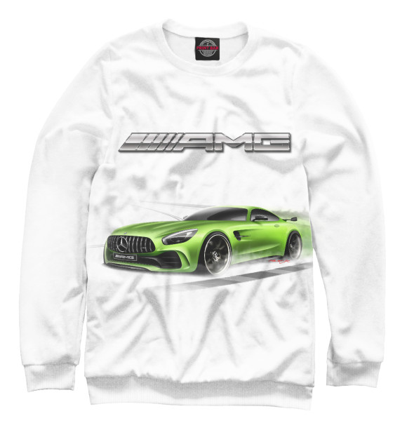 Мужской свитшот с изображением AMG GT3 цвета Белый
