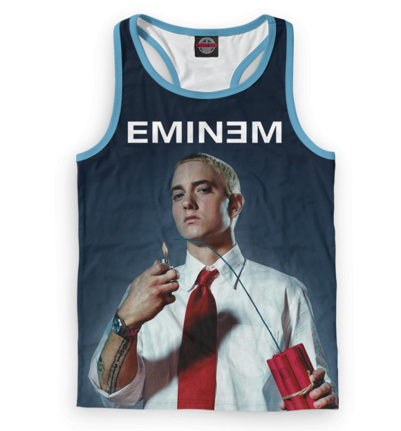Мужская майка-борцовка с притом Eminem цвета Белый Мужская майка-борцовка с изображением Eminem цвета Белый