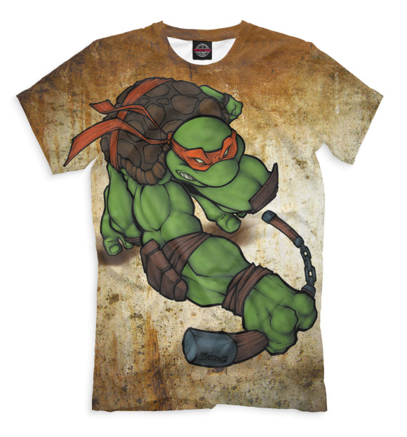 Мужская футболка с изображением Микеланджело цвета Черный