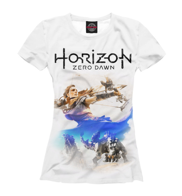Женская футболка с изображением Horizon Zero Dawn цвета Белый