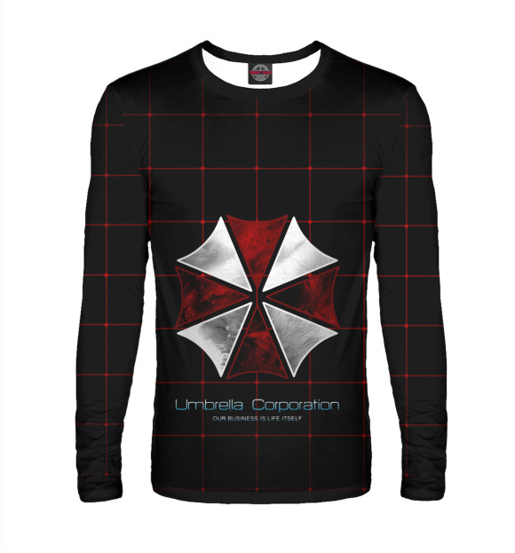 Мужской лонгслив с изображением Umbrella Corporation цвета Белый