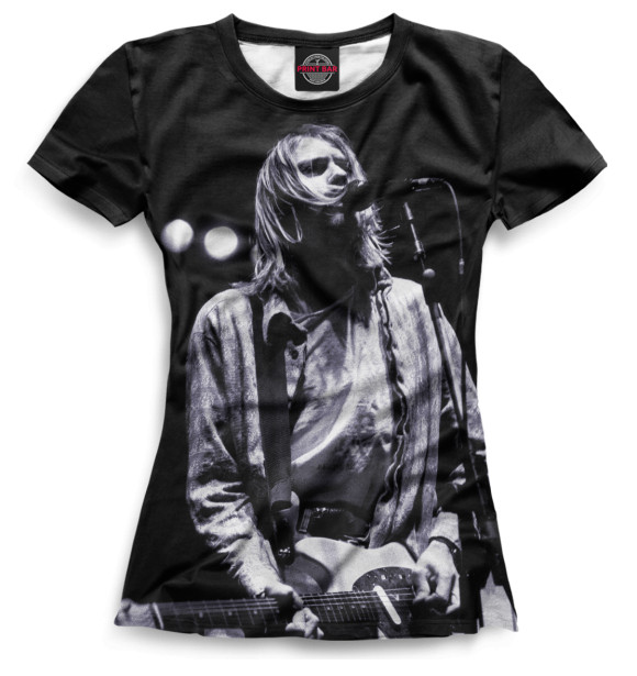 Женская футболка с изображением Kurt Cobain цвета Белый
