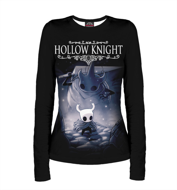 Женский лонгслив с притом Hollow Knight цвета Белый Женский лонгслив с изображением Hollow Knight цвета Белый