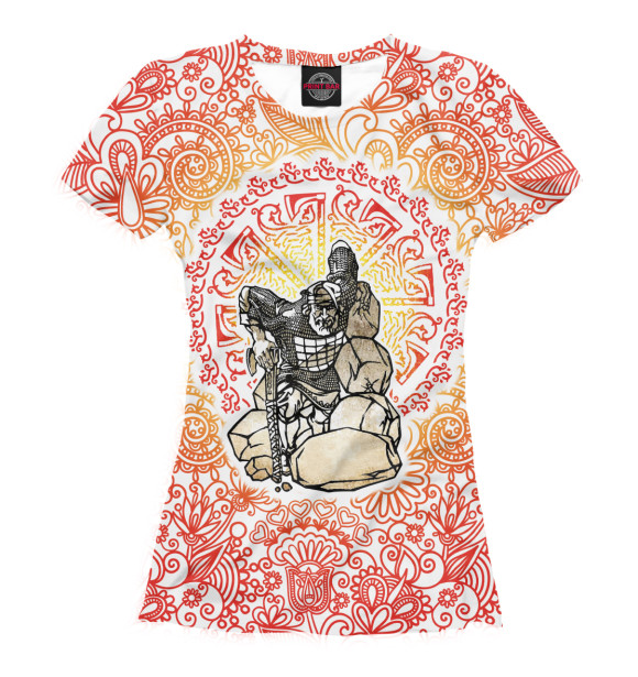 Женская футболка с изображением Богатырь цвета Белый