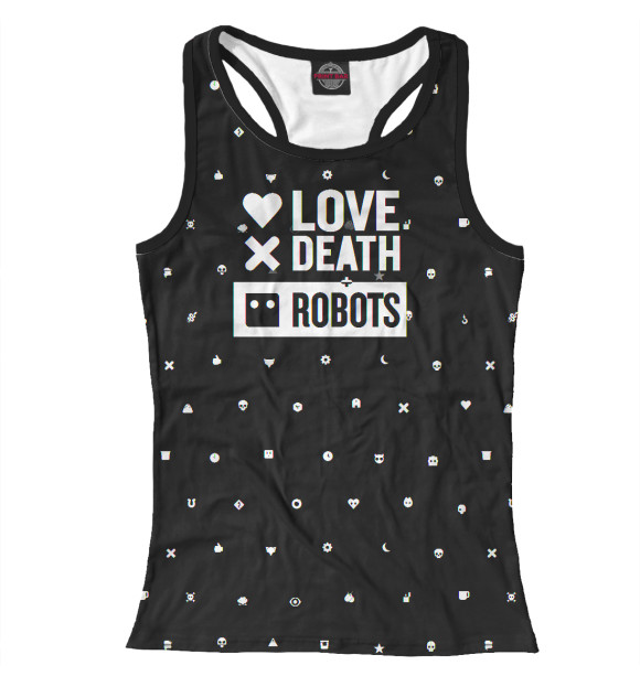 Женская майка-борцовка с изображением Love, Death + Robots logo цвета Белый