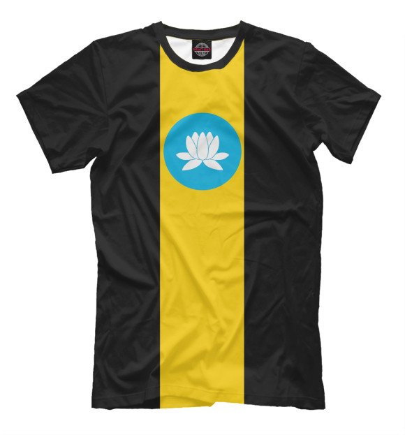 Мужская футболка с изображением Калмыцкий флаг цвета Черный