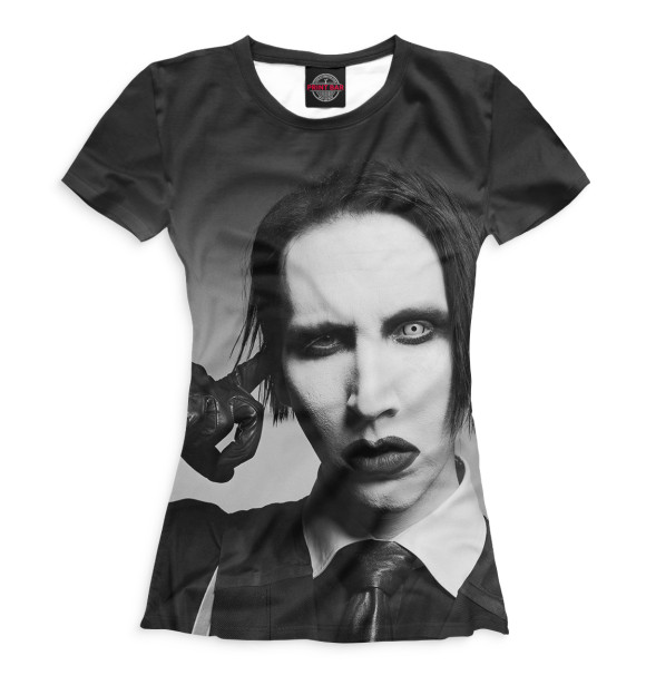 Женская футболка с изображением Mаrilyn Manson цвета Белый