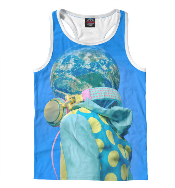 Мужская майка-борцовка с изображением Шар цвета Белый