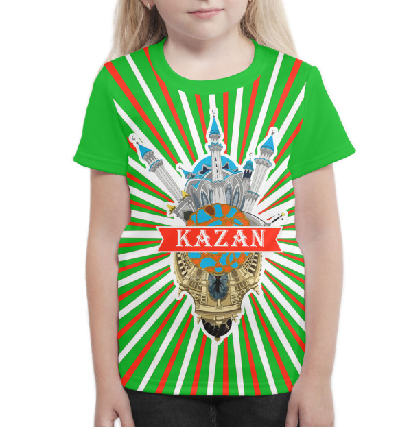 Футболка для девочек с изображением Казань цвета Белый