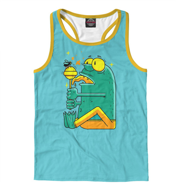 Мужская майка-борцовка с изображением Лягушка цвета Белый