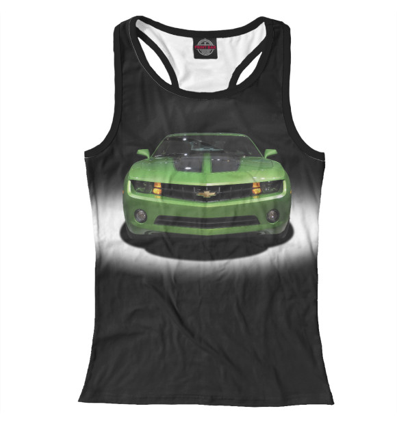 Женская майка-борцовка с изображением Chevrolet Camaro цвета Белый