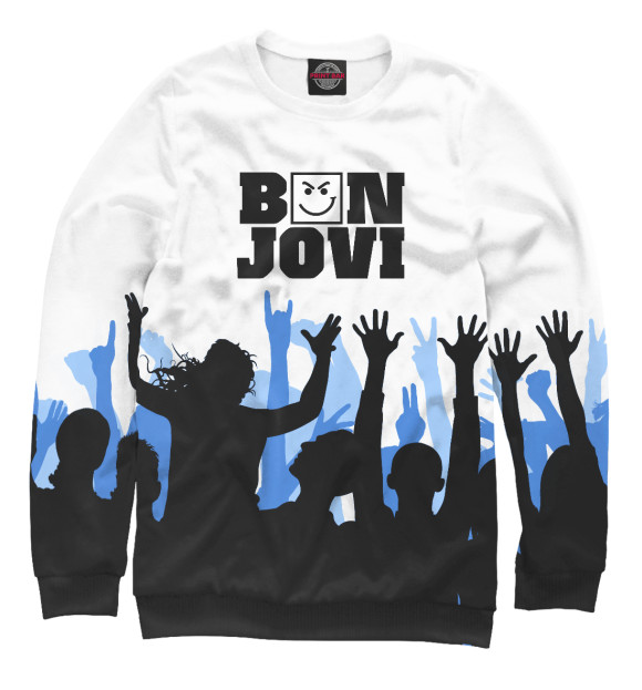 Женский свитшот с изображением Bon Jovi цвета Белый