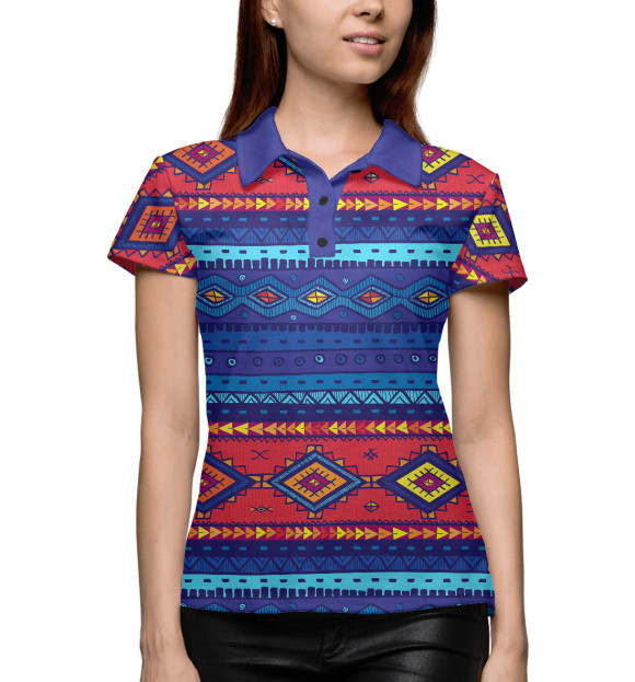 Женское поло с изображением Этно узоры цвета Белый