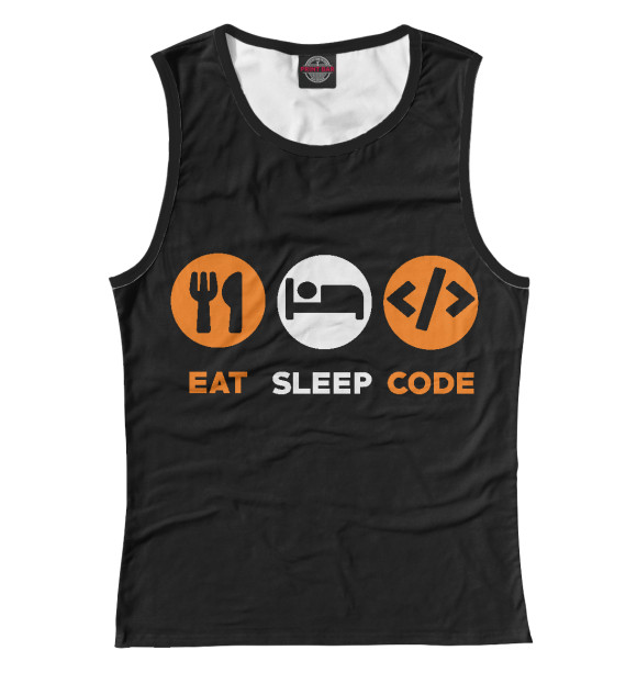 Майка для девочки с изображением Eat Sleep Code цвета Белый