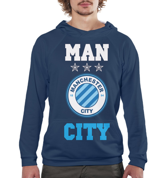 Мужское худи с изображением Manchester City цвета Белый