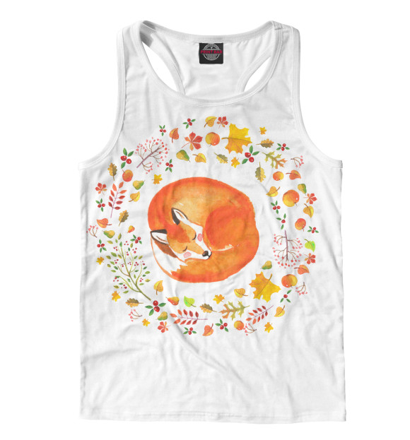 Мужская майка-борцовка с изображением Лисица цвета Белый