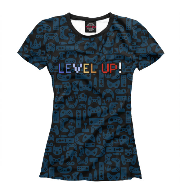 Футболка для девочек с изображением Level up! цвета Белый