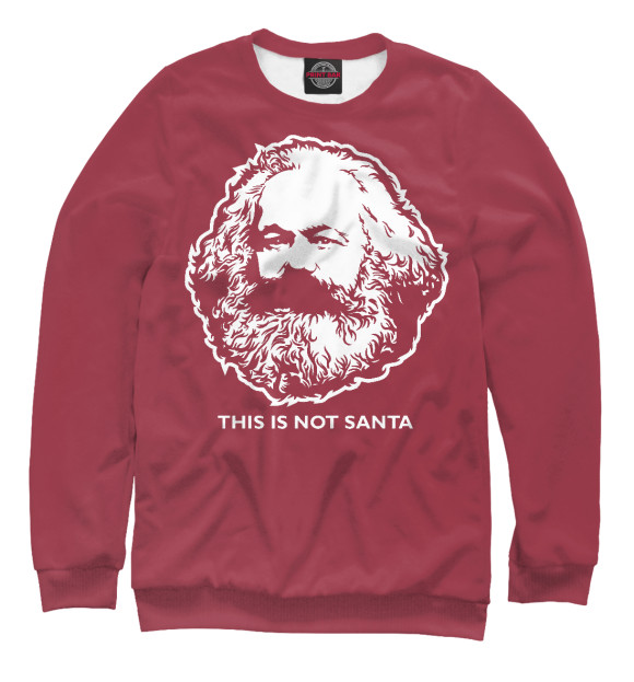 Женский свитшот с изображением Карл Маркс не Санта цвета Белый