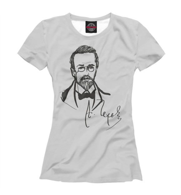 Женская футболка с изображением А. Чехов цвета Белый